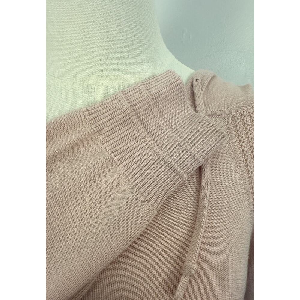 Athleta Evergreen V-Neck Knit Hoodie Sweater Blush Pink L Athleisure Balletcore - Picture 7 of 10
